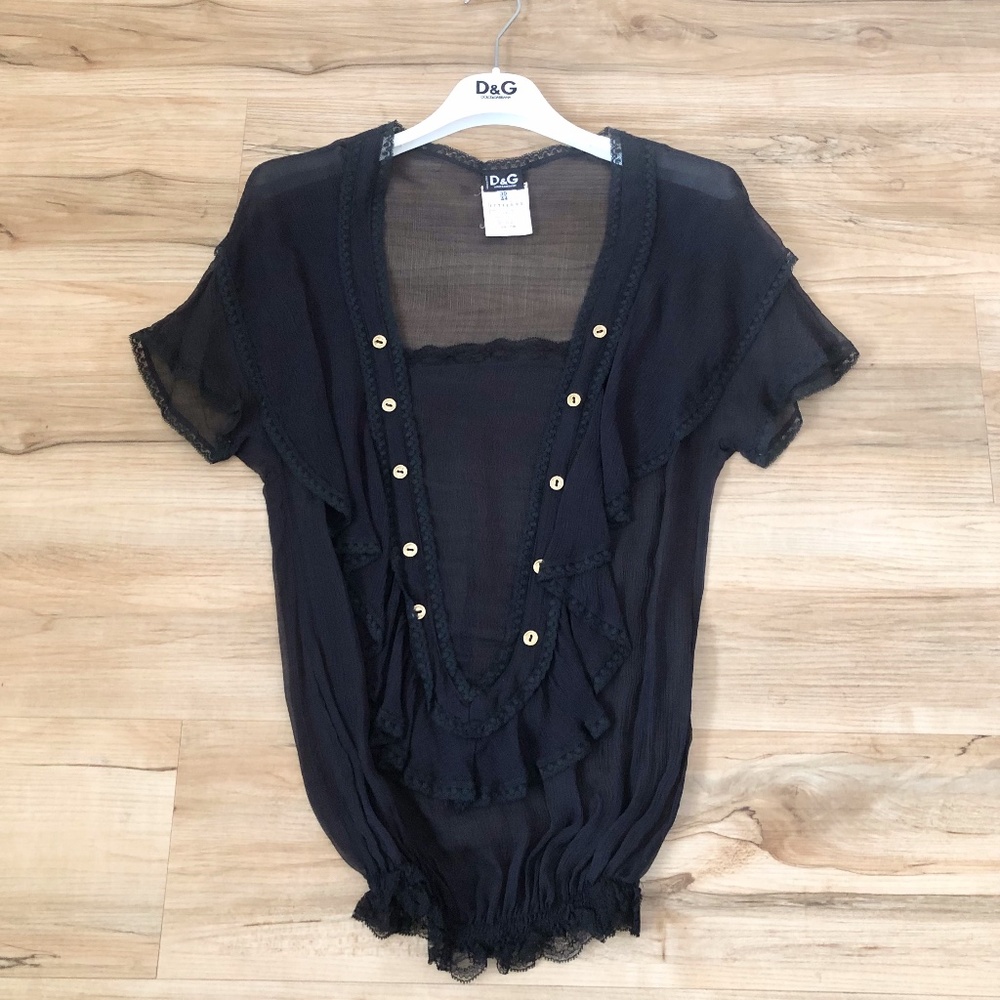 D&G Dolce Gabbana chiffon top in black